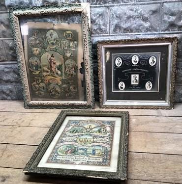Home & Living > Home Decor > Wall Decor > Wall Hangings - 3 Antique Victorian Wood Frames, Reinders Genealogy, Picture Fra...