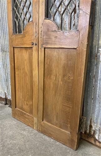 Vintage Indian Garden Gates, Carved Teak Metal Doors, Architectural Salvage A112