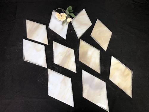 10 Stained Slag Glass Diamond Panes, Reclaimed Church Window Art Glass Pieces E
