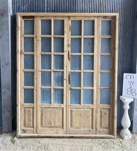 Antique French Double Doors (71x88) Frosted Glass European SideLite Jamb C11