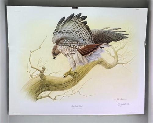 Art & Collectibles > Prints > Lithographs - Richard Sloan, Red Tailed Hawk, Signed Print, 28x22, Wade Collection, Plate 23...