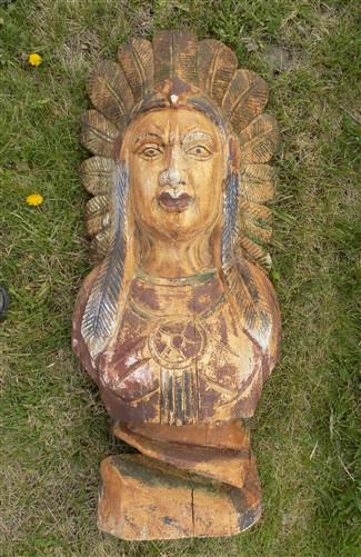 Home & Living > Home Decor > Home Accents > Statues - Indian Chief Bust Cigar Store Folk Art, Tobacco Store Wood American...