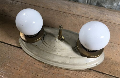 2 Lamp Ceiling Flush Mount Light Fixture, Vintage John Virden Value Lighting