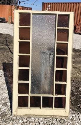Antique Stained Glass, Rectangular Church Window, Architectural Art Glass, A10