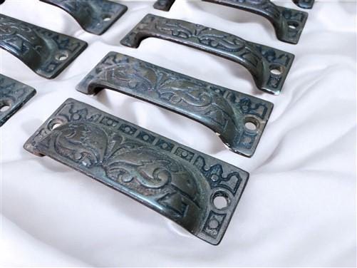 10 Cast Iron Fingertip Drawer Pulls Handles Hardware Dresser Kitchen Rustic A