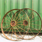 2 Cast Iron Implement Wheels, Wagon Wheel, Tractor Steel Rims, Industrial Age A