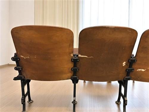 Home & Living > Furniture - 5 Vintage Wood Folding Theater Seats, Auditorium Seats, Entryway Bench, E15 by The Old Grainery