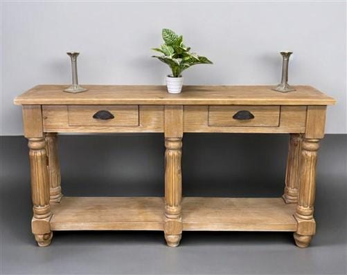 60" Sofa Table with Drawers, Coffee Table, Entryway Console Table Natural Wood A