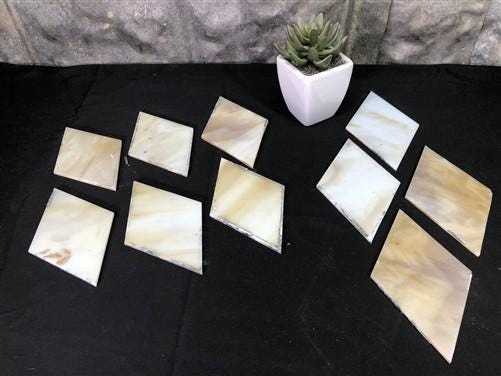 10 Stained Slag Glass Diamond Panes, Reclaimed Church Window Art Glass Pieces D