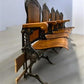 5 Wood Iron Folding Theater Seats, Auditorium Seats, Entryway Bench, D21