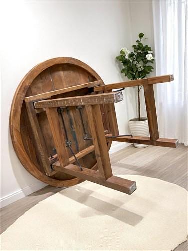 Home & Living > Furniture > Dining Room Furniture > Kitchen & Dining Tables - Rustic Round Table, Vintage Dining Room Tabl...