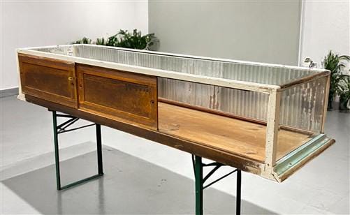 Home & Living > Home Decor > Seasonal Decor - Wood Framed Bevel Glass Case, Vintage Store Countertop Showcase, Collector C...