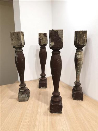 Home & Living > Home Decor > Home Accents - 4 Vintage Brown Wood Balusters, Reclaimed Spindles, Architectural Salvage, O b...