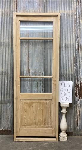 Antique French Single Door (32x93) Glass Pane Door with Jamb, Encased Door T15