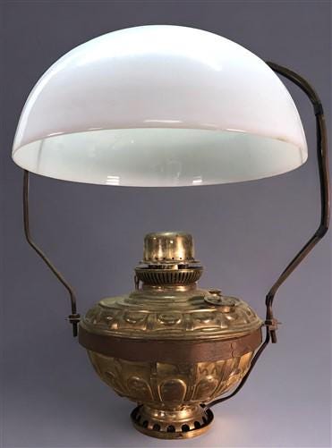 Brass oil lamp with glass shade cheap