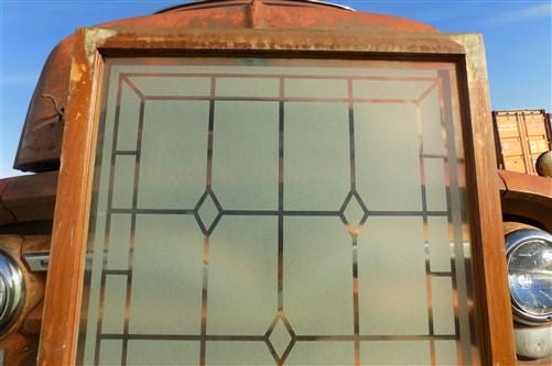 Etched Frosted Clear Glass Vintage Church Window, Architectural Art Glass, B