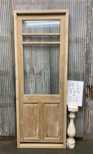 Antique French Single Door (31x86.5) Glass Pane Door with Jamb, Encased Door T43