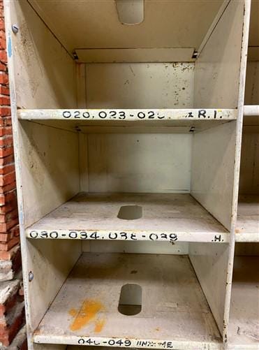 Hardware Store Cabinet, Railroad Post Office Mail Sorter, Bolt Bin, Cubbyhole, A