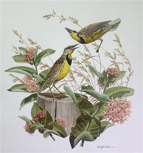 Art & Collectibles > Prints > Lithographs - Richard Sloan, Meadowlark, Signed Print, 28x22, Wade Collection, Plate 24 by T...