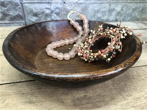 Dark Wood Bowl, Rustic Farmhouse Table Decor, Carved Wooden Bread Bowl A23