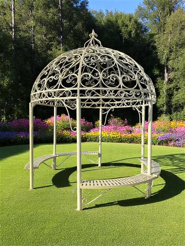 Elegant Swirl Gazebo with Bench, Dome Roof, Metal Pergola, Outdoor Patio  Arbor W