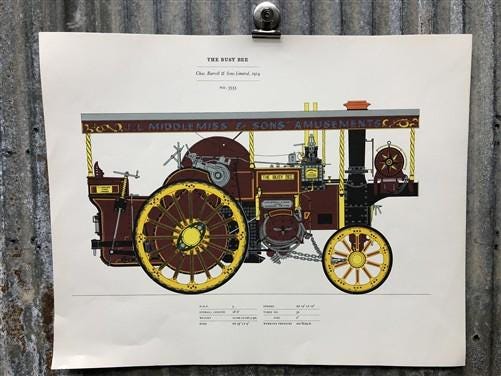 Art & Collectibles > Prints - Stanley Paine, The Busy Bee, 17.5x14 Traction Engine Steam Engine Art Print A by The Old Gra...