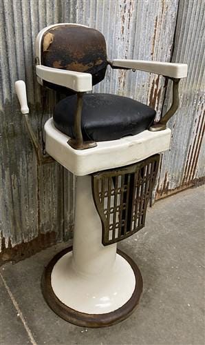Child's Barber Chair, Koken Barber Chair, Vintage Chair, Porcelain Furniture, A