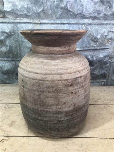 Wood Pot, Round Water Jug, Planter Urn, Flower Frog Display, Farmhouse Box, H
