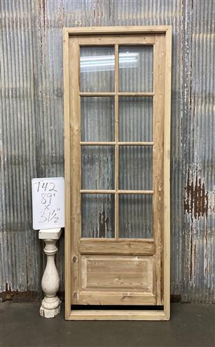 Antique French Single Door (31.5x89) Glass Pane Door with Jamb, Encased Door T42