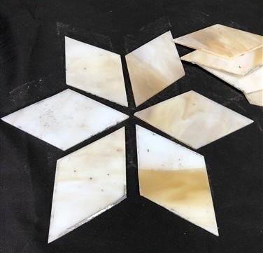 10 Stained Slag Glass Diamond Panes, Reclaimed Church Window Art Glass Pieces C