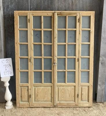 Antique French Double Doors (71x88) Frosted Glass European SideLite Jamb C2