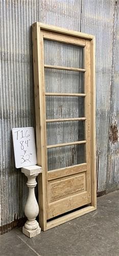 Antique French Single Door (32x84) Glass Pane Door with Jamb, Encased Door T16