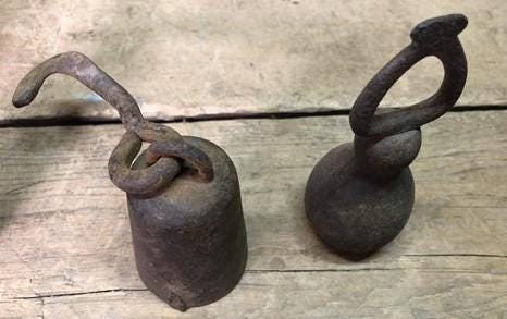 Craft Supplies & Tools > Tools & Equipment > Tool Parts & Accessories - Round Hanging Cast Iron Scale Weights Vintage Fair...