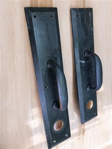 Home & Living > Home Improvement > Hardware - Door Handle Pull Plates, Vintage Black Matte Escutcheon Plate, Mortise Trim...