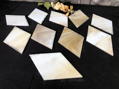 10 Stained Slag Glass Diamond Panes, Reclaimed Church Window Art Glass Pieces F