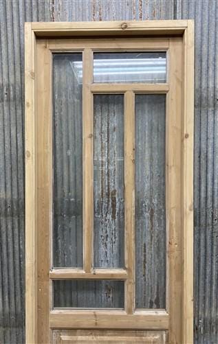 Antique French Single Door (27.5x82) Glass Pane Door with Jamb, Encased Door T57