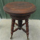 Swivel Wood Piano Organ Stool, Glass Claw Feet, Vintage Organ Bar Bench Old H