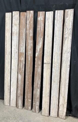 Craft Supplies & Tools > Raw Materials > Wood > Boards & Planks - 8 Reclaimed Wainscoting Bead Board Pieces, Architectural...