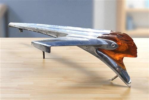Art & Collectibles > Collectibles - 1950 Pontiac Indian Chieftan Jet Airplane Art Deco Chrome Hood Ornament 513872 by The...