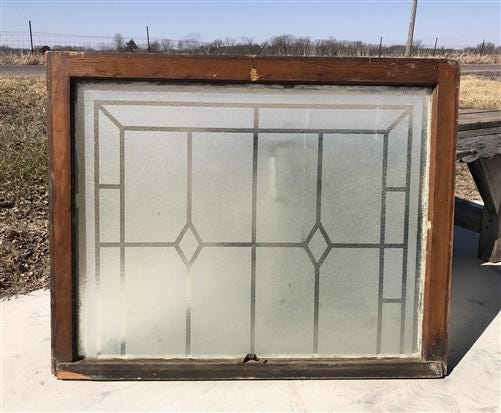 Home & Living > Home Improvement > Windows - Etched Frosted Clear Glass Vintage Church Window, Architectural Art Glass, J...