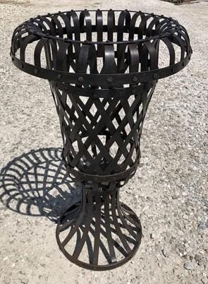 Home & Living > Outdoor & Gardening > Plant Stands - 34" Metal Strap Urn Planter Flower Pot, Decorative Garden Patio Yard...