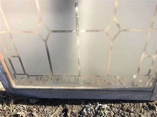 Home & Living > Home Improvement > Windows - Etched Frosted Clear Glass Vintage Church Window, Architectural Art Glass, I...