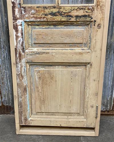Antique French Single Door (24.75x95) Glass Pane Door with Jamb, Encased Door T1