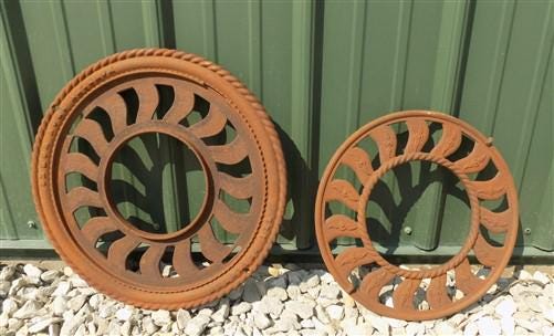 Home & Living > Home Decor > Wall Decor > Wall Hangings - Cast Iron Round Stove Pipe Collar, Chimney Flue Cover, Ornate Gr...