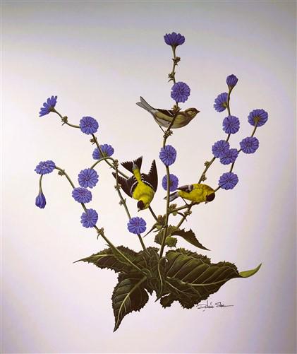 Art & Collectibles > Prints > Lithographs - Richard Sloan, Goldfinch, Signed Print, 28x22, Wade Collection, Plate 15 by Th...