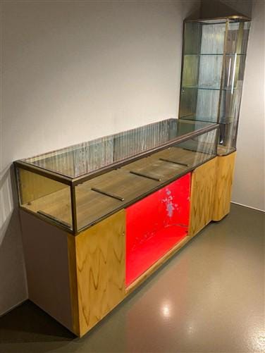 Home & Living > Storage & Organization - 2 Pc. Parker Glass Display Case, Vintage Floor Showcase, Lighted Store Counter by...