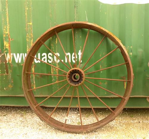 2 Cast Iron Implement Wheels, Wagon Wheel, Tractor Steel Rims, Industrial Age C