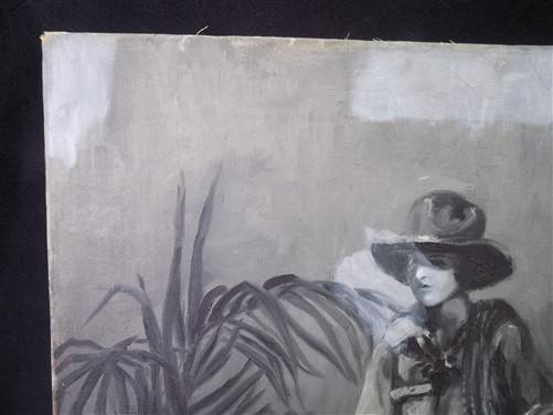 Art & Collectibles > Painting > Oil - 1920s Junita McGwire Portrait Paint Canvas, Original Art Partially Cleaned E by The...
