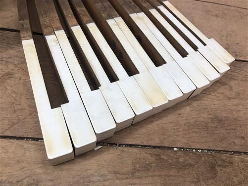 12 White Piano Keys, Vintage Piano Key Parts, Art Craft Supplies, Steampunk F
