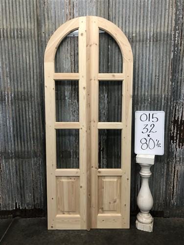 Arched French Double Doors (32x80.5) 3 Pane Glass European Styled Doors O15